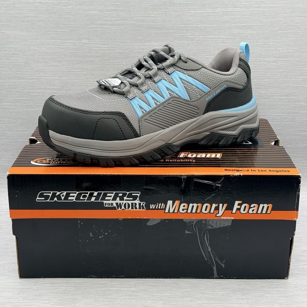 Skechers Work Women's 6.5 Composite Toe Shoes Gray Slip Resistant EH 108078